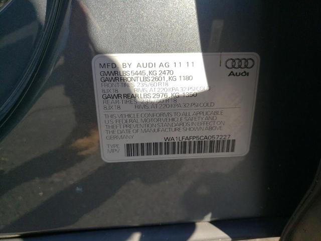 2012 AUDI Q5 WA1LFAFP5CA057227