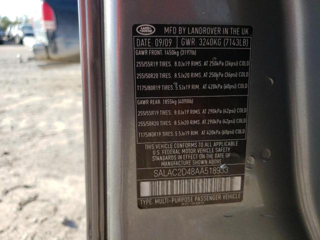 2010 LAND ROVER LR4 SALAC2D48AA518933