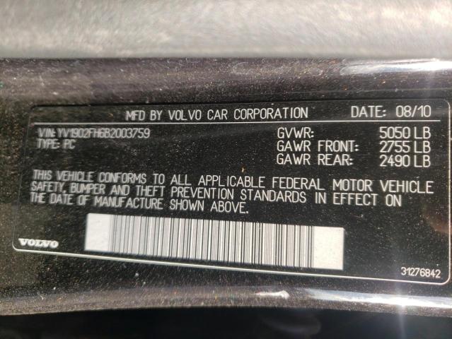 2011 VOLVO S60 T6 YV1902FH6B2003759