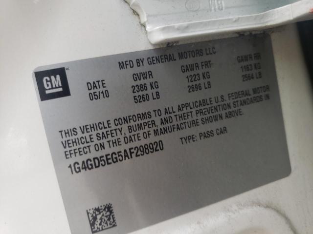 2010 BUICK LACROSSE C 1G4GD5EG5AF298920
