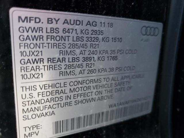 2019 AUDI Q8 PREMIUM WA1AVAF18KD016271