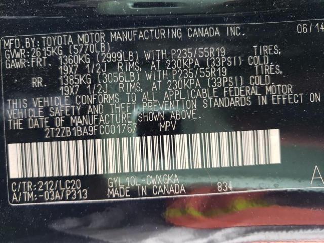 2015 LEXUS RX 450H 2T2ZB1BA9FC001767