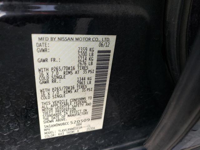 2012 NISSAN XTERRA OFF 5N1AN0NU6CC520509