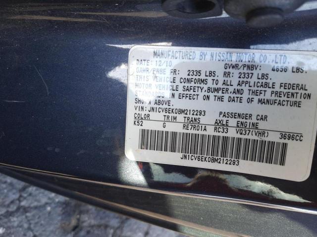 2011 INFINITI G37 BASE JN1CV6EK0BM212293