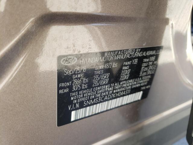5NMS3CAD7KH044311 Hyundai Santa Fe S 2019. Фото: 9