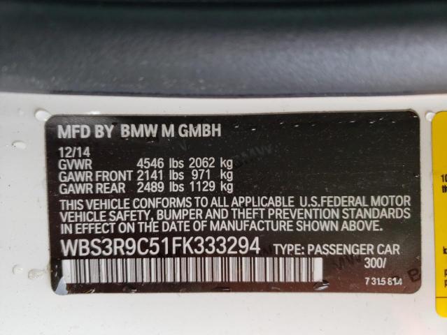 2015 BMW M4 WBS3R9C51FK333294