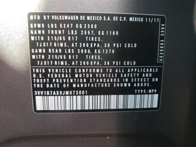 2018 VOLKSWAGEN TIGUAN 3VV1B7AX9JM073001