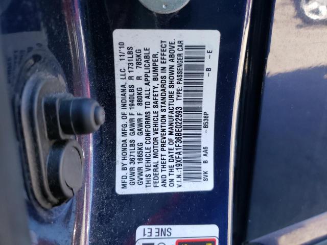 2011 HONDA CIVIC VP 19XFA1F36BE022593