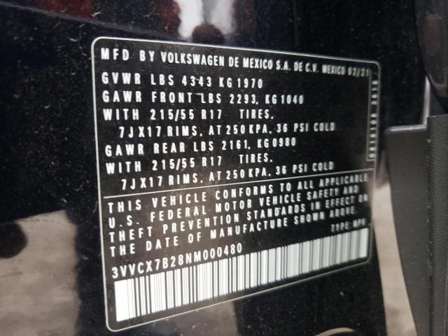 2022 VOLKSWAGEN TAOS SE 3VVCX7B28NM000480