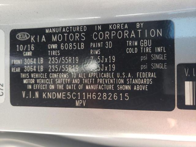2017 KIA SEDONA SXL KNDME5C11H6282615