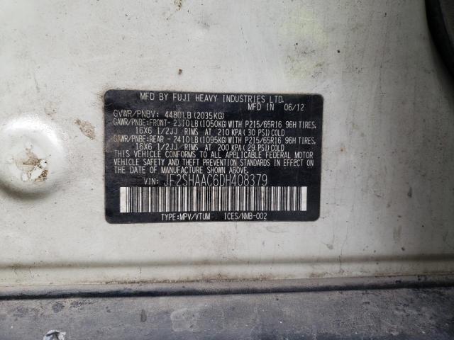 2013 SUBARU FORESTER JF2SHAAC6DH408379