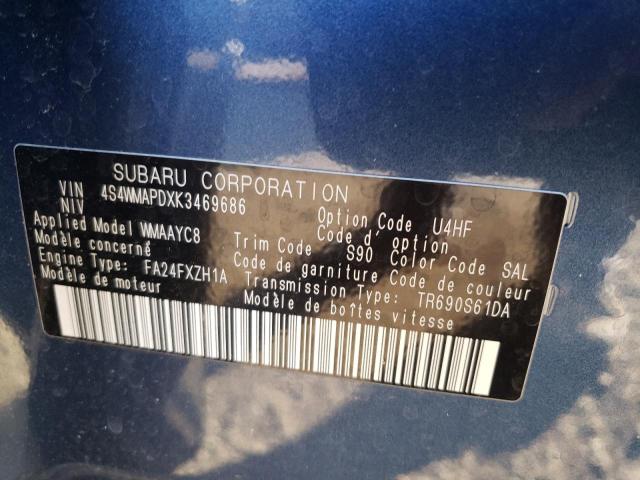 2019 SUBARU ASCENT LIM 4S4WMAPDXK3469686