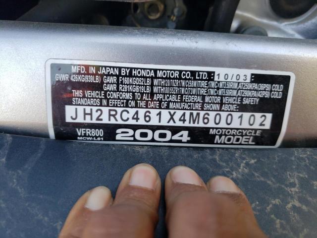2004 HONDA VFR800 JH2RC461X4M600102