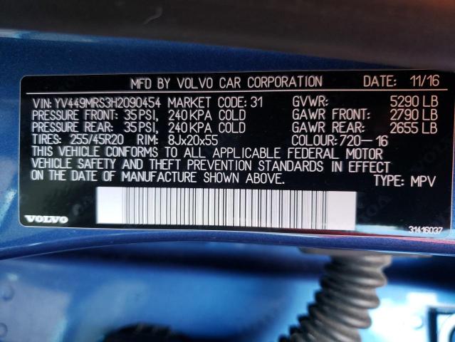2017 VOLVO XC60 T6 R- YV449MRS3H2090454