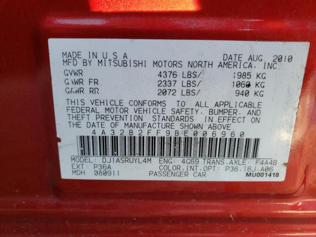 2011 MITSUBISHI GALANT FE 4A32B2FF9BE006960
