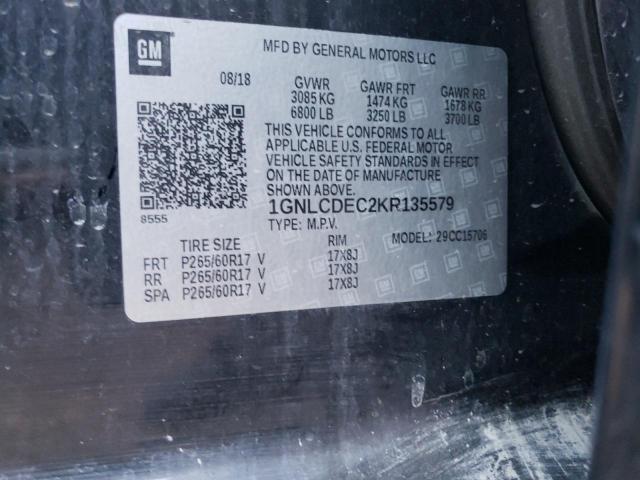 2019 CHEVROLET TAHOE POLI 1GNLCDEC2KR135579
