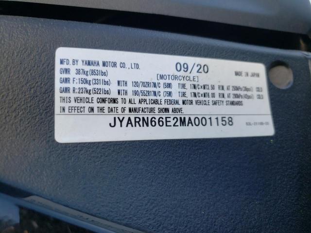 2021 YAMAHA YZFR1 JYARN66E2MA001158