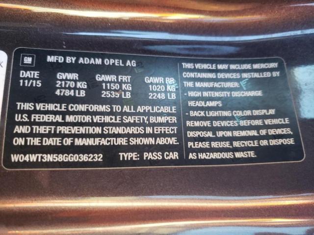 2016 BUICK CASCADA PR W04WT3N58GG036232