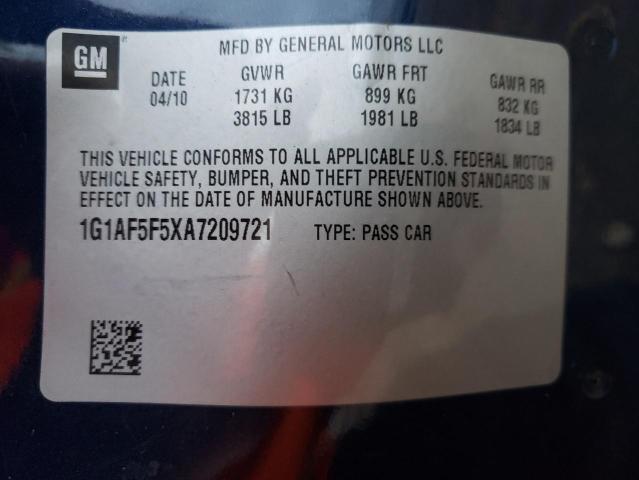 2010 CHEVROLET COBALT 2LT 1G1AF5F5XA7209721