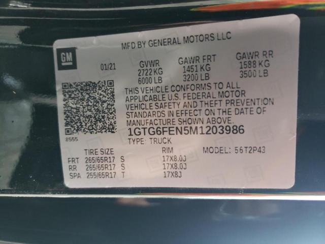 2021 GMC CANYON AT4 1GTG6FEN5M1203986