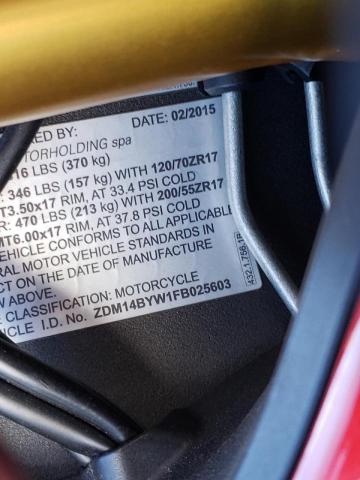 2015 DUCATI SUPERBIKE ZDM14BYW1FB025603