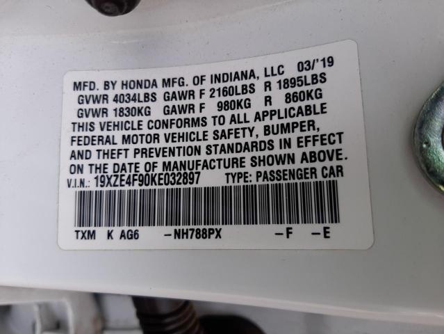 2019 HONDA INSIGHT TO 19XZE4F90KE032897