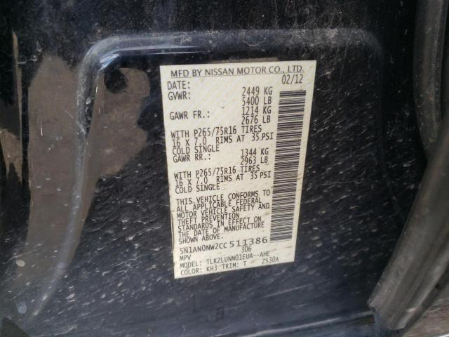 2012 NISSAN XTERRA OFF 5N1AN0NW2CC511386