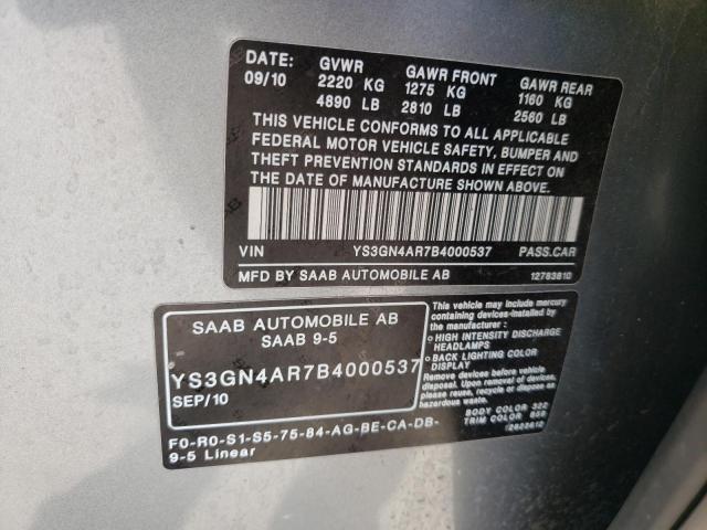 2011 SAAB 9-5 TURBO YS3GN4AR7B4000537