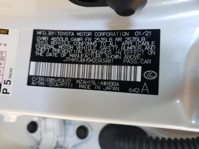 2021 LEXUS UX 250H JTHX9JBH5M2043481