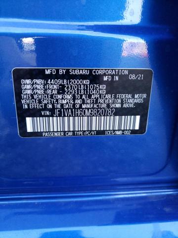 2021 SUBARU WRX LIMITE JF1VA1H60M9820782