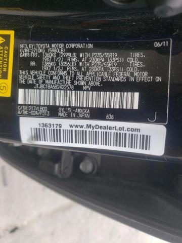 2011 LEXUS RX 450 JTJBC1BA6B2422578
