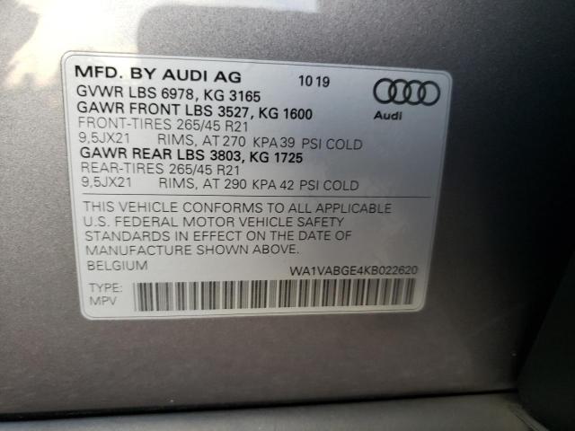 2019 AUDI E-TRON PRE WA1VABGE4KB022620