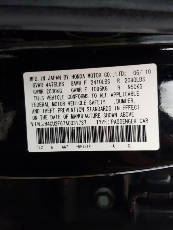 2010 ACURA TSX JH4CU2F67AC031737