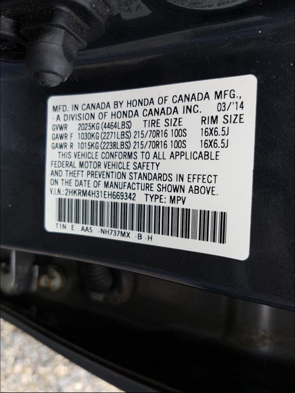 2014 HONDA CR-V LX 2HKRM4H31EH669342