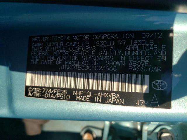 2012 TOYOTA PRUIS JTDKDTB30C1023668