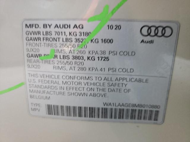 2021 AUDI E-TRON PRE WA1LAAGE8MB010880
