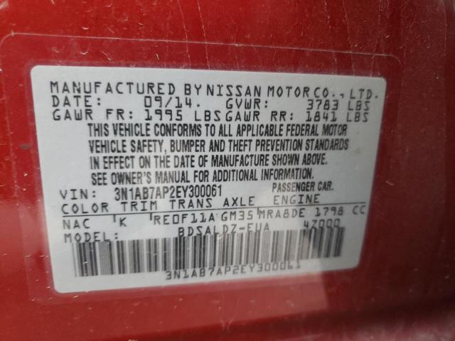 2014 NISSAN SENTRA S/S 3N1AB7AP2EY300061
