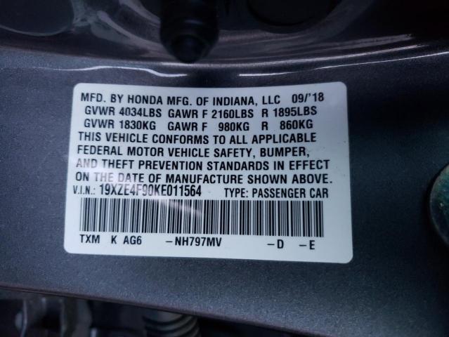 2019 HONDA INSIGHT TO 19XZE4F90KE011564