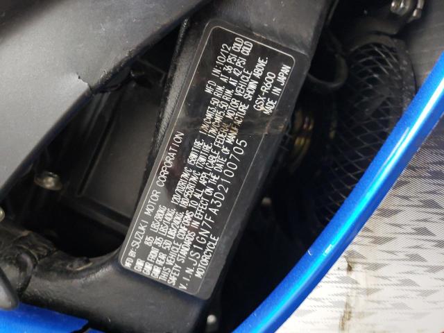 2013 SUZUKI GSX-R600 JS1GN7FA3D2100705