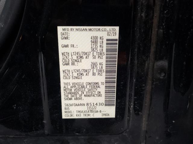 2019 NISSAN NV 3500 5BZAF0AA4KN851430