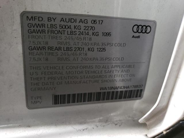 2017 AUDI A4 ALLROAD WA18NAF43HA178537