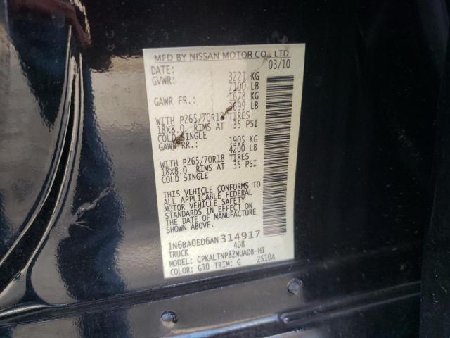 2010 NISSAN TITAN XE 1N6BA0ED6AN314917