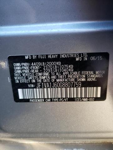 2016 SUBARU WRX LIMITE JF1VA1J60G8807759