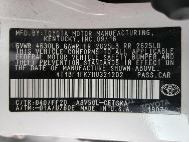 2017 TOYOTA CAMRY LE/S 4T1BF1FK7HU321202