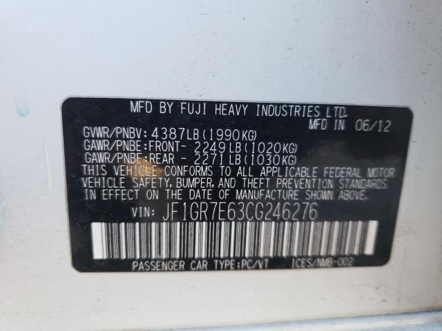 2012 SUBARU IMPREZA WR JF1GR7E63CG246276