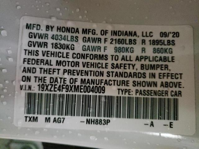 2021 HONDA INSIGHT TO 19XZE4F9XME004009