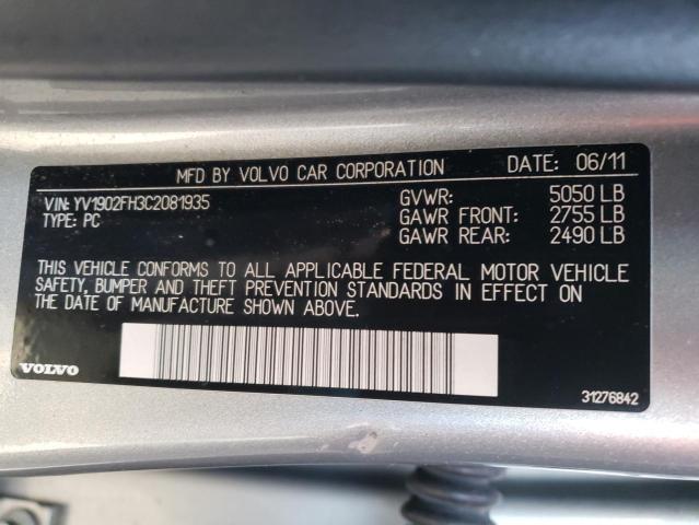 2012 VOLVO S60 T6 YV1902FH3C2081935