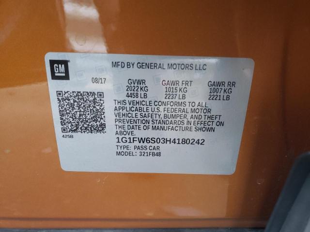 2017 CHEVROLET BOLT EV LT 1G1FW6S03H4180242