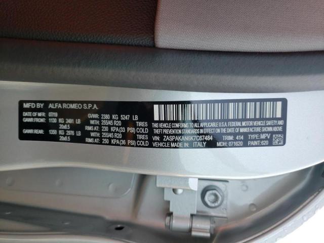 2019 ALFA ROMEO STELVIO ZASPAKAN6K7C67484