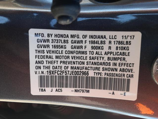 19XFC2F57JE002966 Honda Civic Lx 2018. Фото: 9